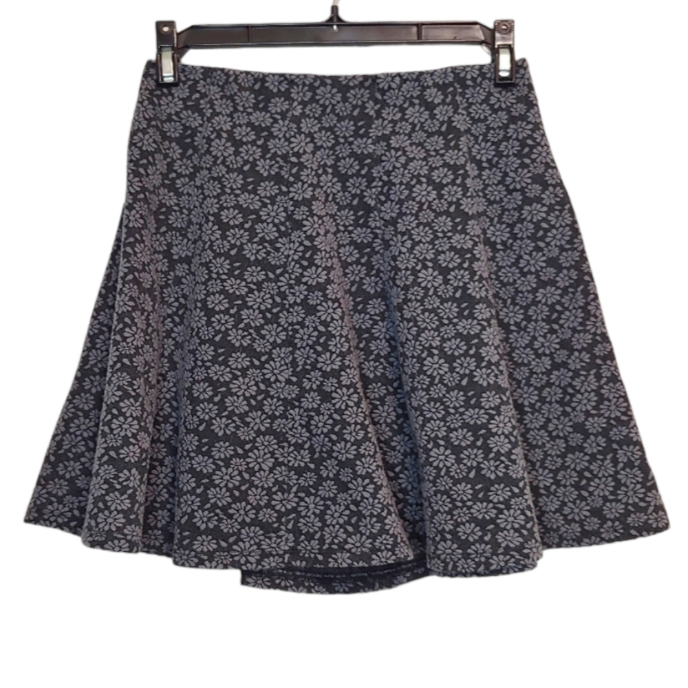 Hollister Women's Gray Knit Floral A Line Mini Skirt Size Small